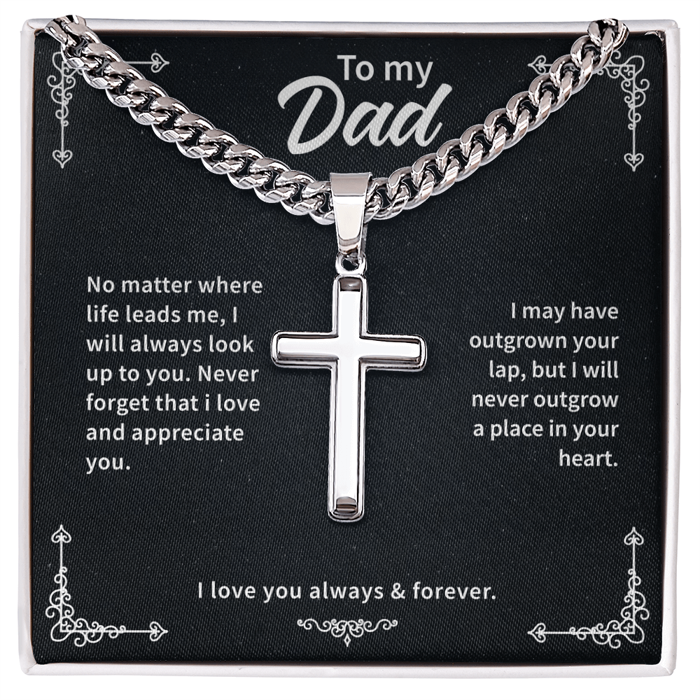 To my dad Cuban Link Chain with Engraved Artisan Cross - Beauty Belliss